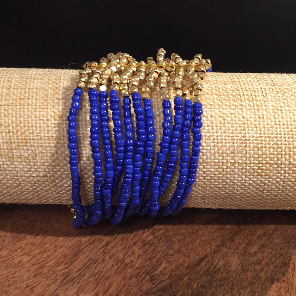blue & gold beaded bracelet